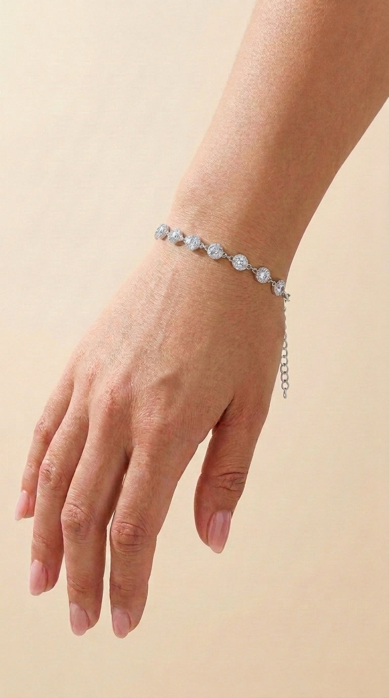 Pulseira Luxury Cristal Lapidação Round Cut Zircônias