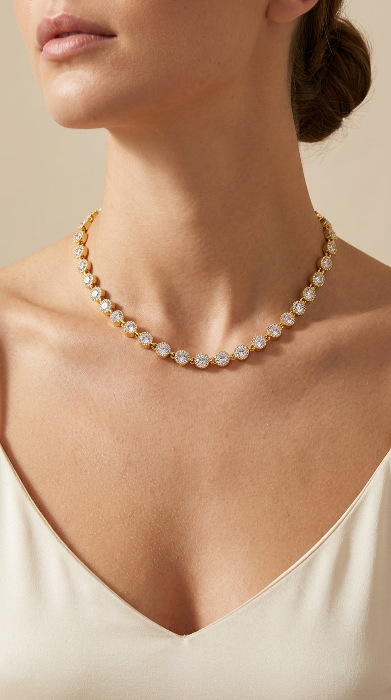 Colar Luxury Lapidação Round Cut Zircônias