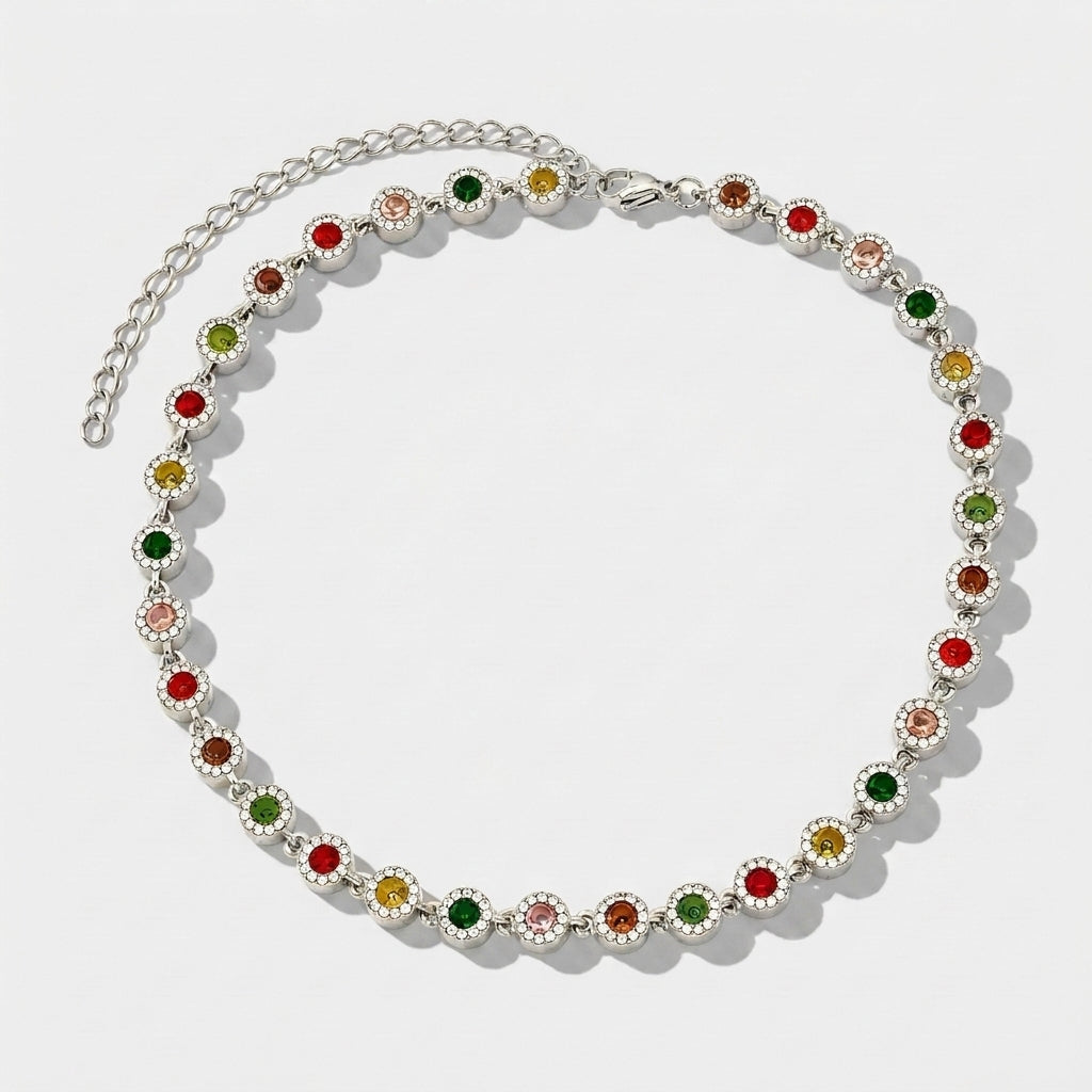 Colar Luxury Colors Lapidação Round Cut Zircônias