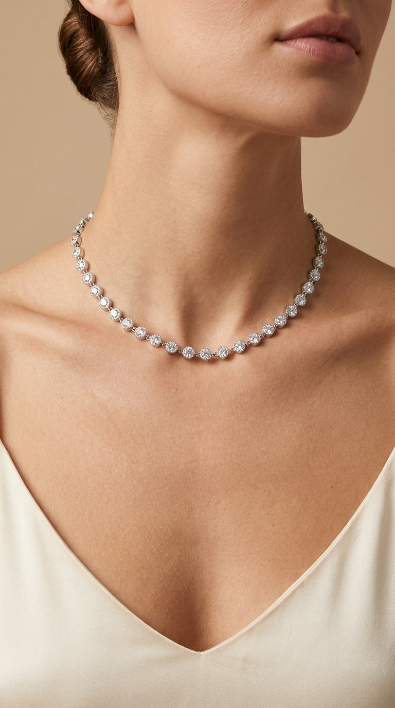 Colar Luxury Lapidação Round Cut Zircônias