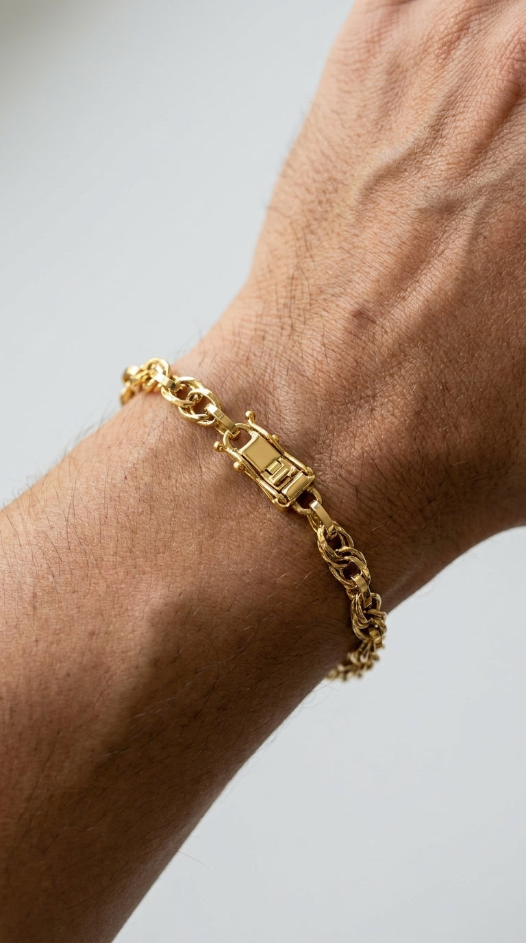 Pulseira Masculina Fecho Gaveta com Trava 21cm