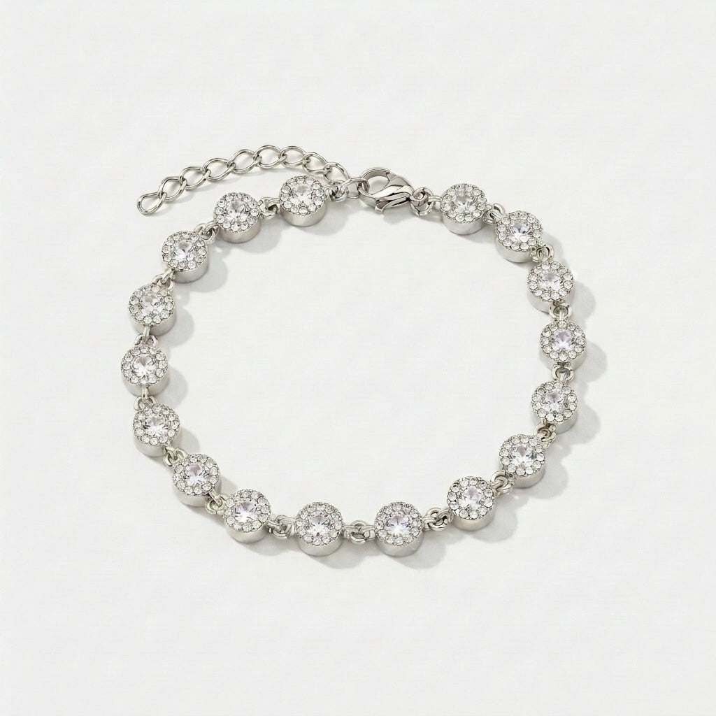 Pulseira Luxury Cristal Lapidação Round Cut Zircônias