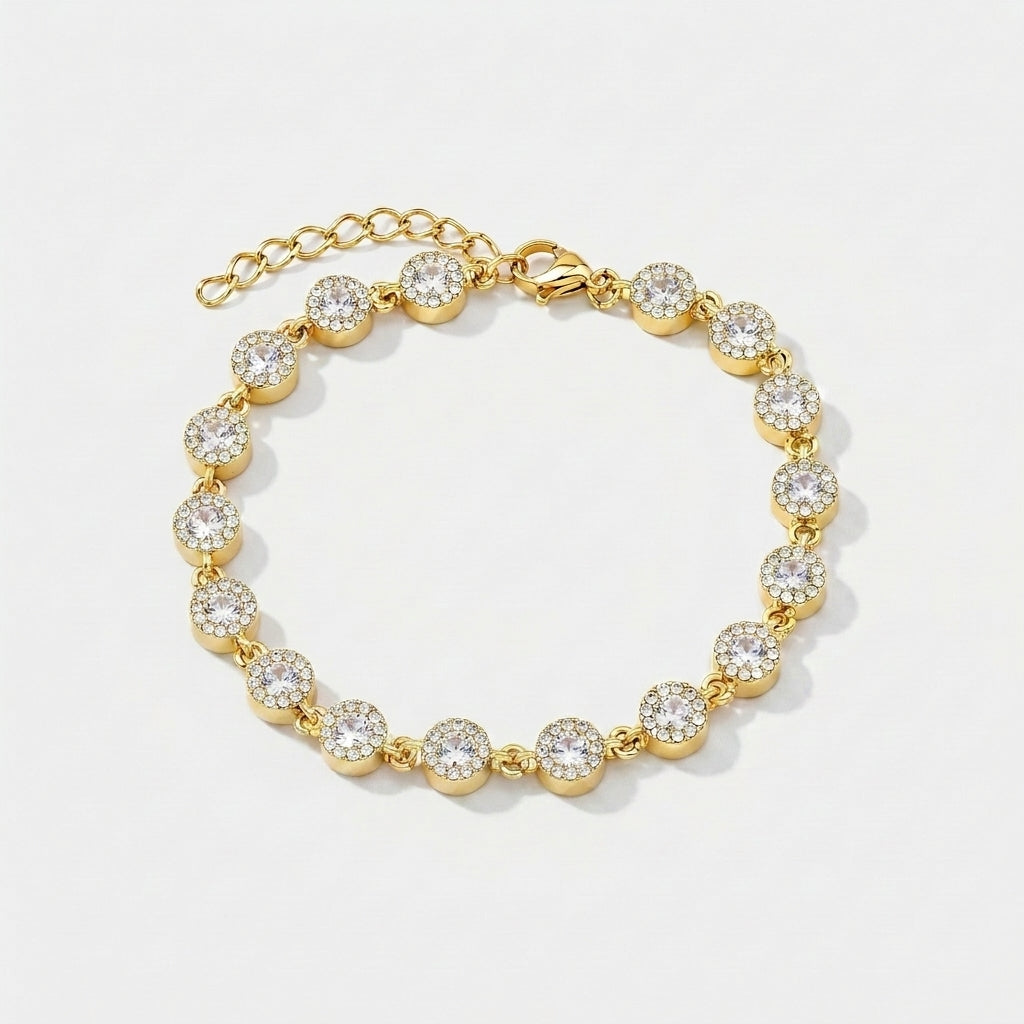 Pulseira Luxury Cristal Lapidação Round Cut Zircônias