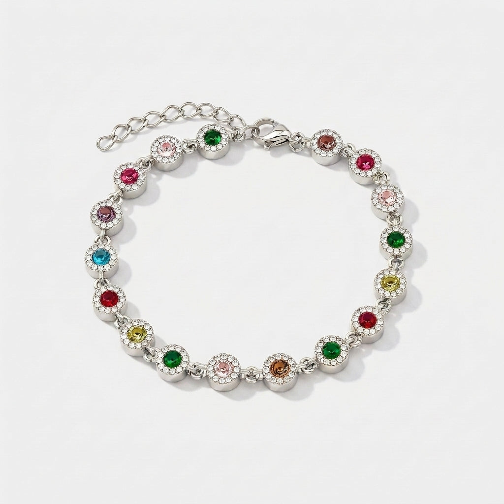 Pulseira Luxury Colors Lapidação Round Cut Zircônias