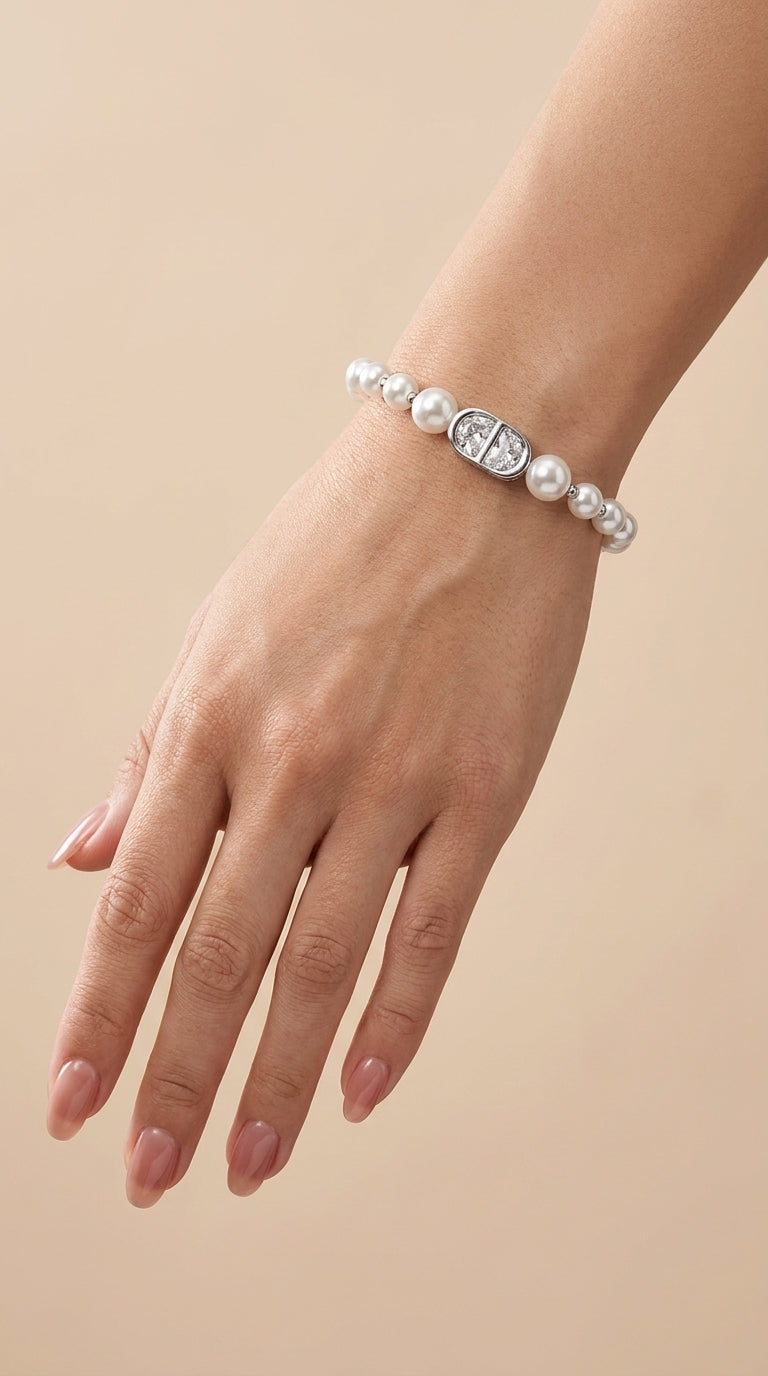 Pulseira Pérola e Zircônias